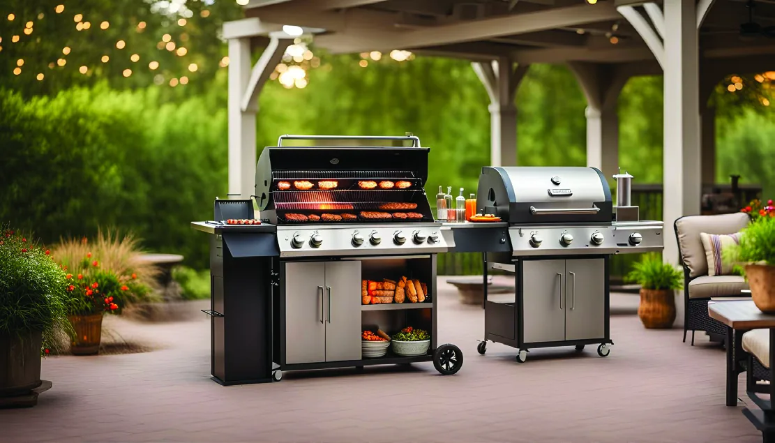 Open-flame BBQ and charbroiler station requiring fire suppression coverage
